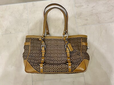 #ad Coach Handbag Purse Vintage Brown Logo Leather Silver Buckles Shoulder Bag $39.99