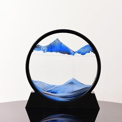 #ad Moving Sand Art PictureQuicksand Painting Round Glass Sandscapes 3D Deep Sea... $41.39