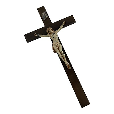Crucifix Jesus Christ Holy Cross Wood Metal Religious Christianity INRI 24quot; $29.99