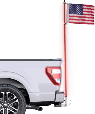 Truck Flag Pole 5#x27; Hitch Mount Waterproof Remote 22 Functions LED Light $99.99