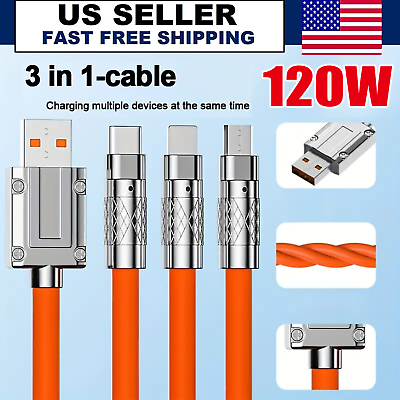 #ad 3 in 1 Fast Charging Cable Cell Phone Charger Cord For iPhone Type C Micro USB $2.98