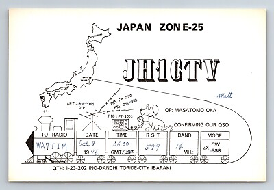 #ad Vintage Ham Radio Amateur QSL QSO Postcard JH1CTV Toride Ibaraki Japan 1976 $9.95
