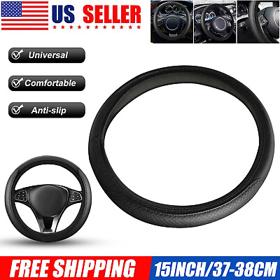 #ad Black Leather Universal Steering Wheel Cover Anti slip Car Accessories 15quot; 38CM $7.98
