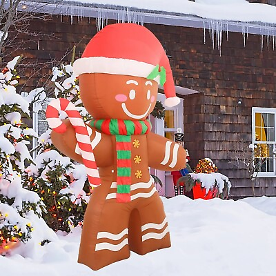 #ad 2.2m Christmas Inflatables Gingerbread Man with Built in LED Ornament for Xmas P $164.99