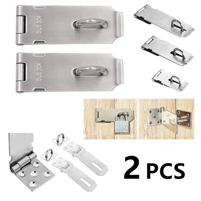 #ad 2Pcs 3 4 5 inch Stainless Steel Safety Padlock Clasp Hasp Lock Latch Door Lock $8.99