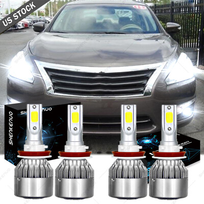 For Nissan Altima Sedan 2013 2015 4X 6000K H11 LED Headlights Bulb Hi Lo Beam $24.41