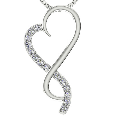 #ad Fashion Heart Pendant Necklaces 0.50Ct Round Diamond Pave Set 14Kt Yellow Gold $569.00