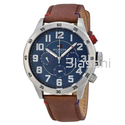 Tommy Hilfiger 1791066 Men#x27;s Brown Leather Watch 46mm $135.00