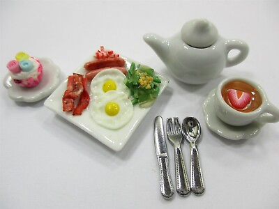 #ad Dollhouse Food Supply Breakfast Ceramic Tea Set Miniature Food Accessories 15018 $8.74
