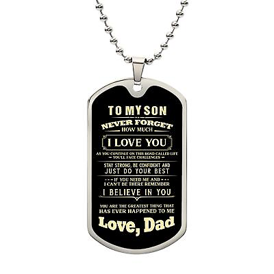 #ad Son Dog Tag To My Son Never Forget How Much I Love You Dog Tag Necklace $29.42