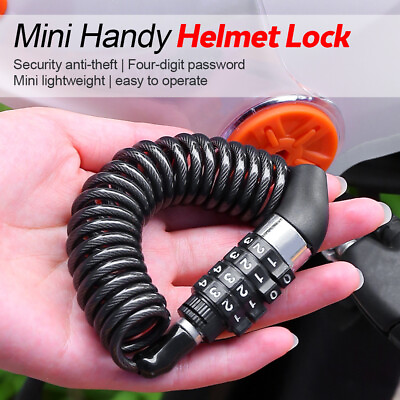#ad Anti theft Motorcycle Helmet Lock Cable with Tough Combination 4 Digit Code $8.25