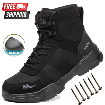 #ad Men#x27;s Safety Steel Toe Work Boots Indestructible Waterproof Boots Non slip Shoes $29.69