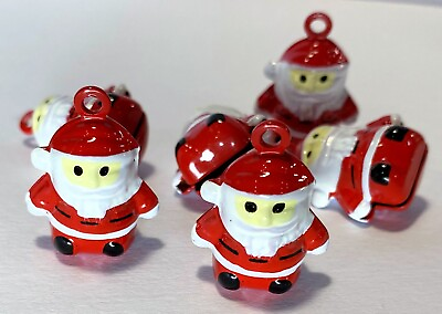 #ad Bell 6 Santa Claus Brass amp; Enamel 20x17x13mm Christmas Jingle Bell Charms #x27; $14.94