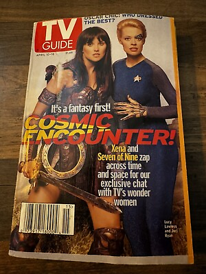 #ad TV Guide April 10 1999 Issue #2402 Vol. 47 No. 15 Lucy Lawless amp; Jeri Ryan $12.00