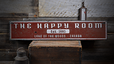#ad Happy Room Home Bar Rustic Handmade Custom Wooden Sign $189.00