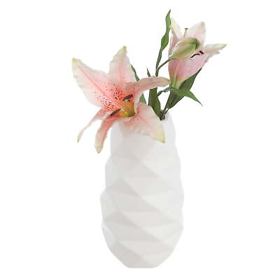 #ad #ad 11.14quot; Tall White Geometric Ceramic Vase $13.44