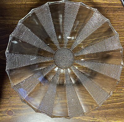 #ad Beautiful Vintage Jeanette Glass Dewdrop Clear Patterned Design Fancy Bowl $14.99