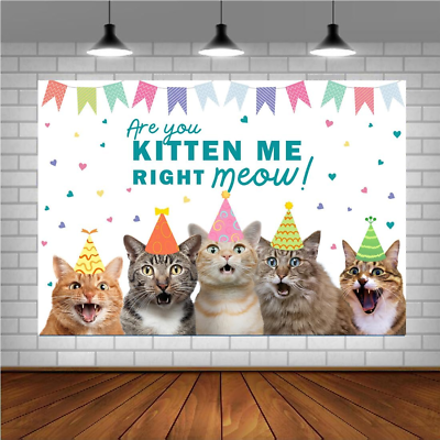 #ad Lofaris Cat Happy Birthday Backdrop Are You Kitten Me Photography Background Pet $19.90