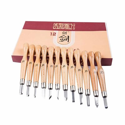 #ad 12Piece Pro Wood Carving Hand Chisel Knife Set Woodworking Lathe Gouges Tools $19.99