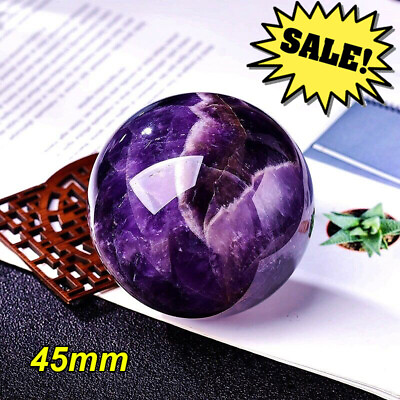 #ad 45mm Natural Dreamy Amethyst Sphere Quartz Crystal Ball Reiki Healing $15.29