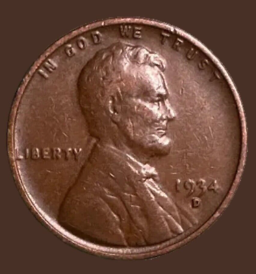 #ad 1934 D LINCOLN WHEAT PENNY CENT 6594N Very Fine $4.68