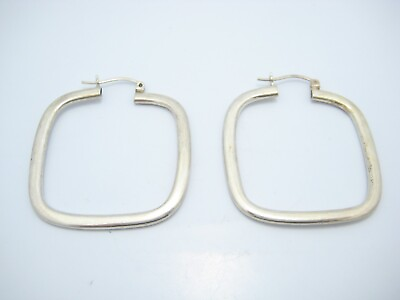 #ad 925 Mexico Sterling Silver Square Hoop Dangle Earrings $22.49