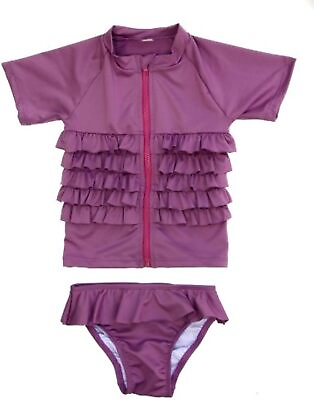 Swimzip girls two piece UV set with short arm Ruffle Purple 0.5 1 years $11.00