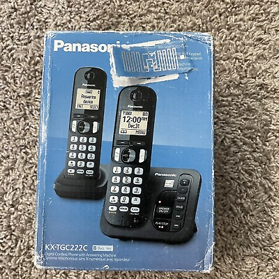 #ad New Panasonic KX TGC222S Digital Phone Cordless Answering System Black 2 $42.00