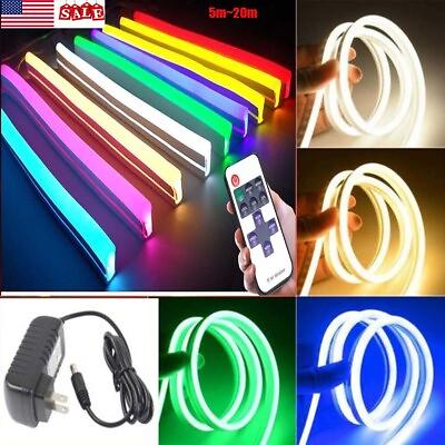 #ad LEDs Neon Strips Lights Tube Rope Lamps Waterproof 12V Silicone For Bar Sign DIY $55.96