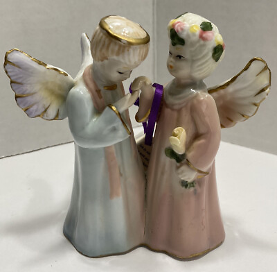 RARE Vintage Banberry Twice Blessed Two Angel Figurine Called “Kissing Hand” $18.99