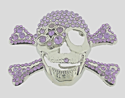 #ad #ad Skull Belt Buckles Crossbones Halloween Pirate Costume Bling Purple Rhinestones $13.23