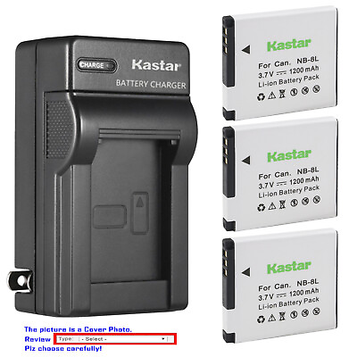 Kastar Battery AC Charger for Canon NB 8L NB8LH Battery CB 2LA CB 2LAE Charger $6.49