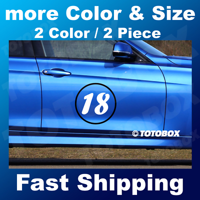 #ad 2x 2Color Custom Number Circle Decal Auto Car Rally Racing Sport Sticker $5.50