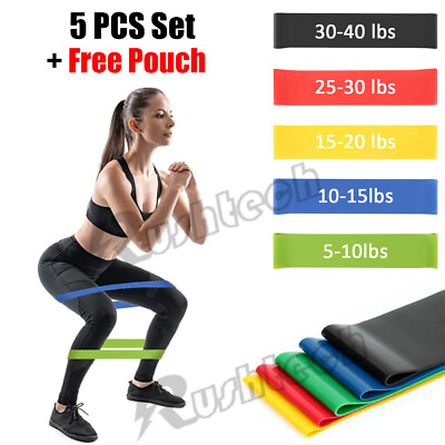 Resistance Bands Loop Set Strength Fitness Leg Exercise Yoga Workout Pull Up US $8.09