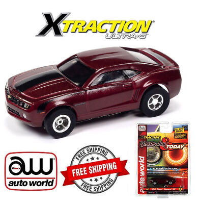 #ad AUTO WORLD SC384 2B XTRACTION 2010 CHEVROLET CAMARO GARNET RED HO SCALE SLOT CAR $27.95