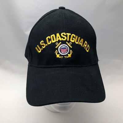 #ad US Coast Guard Hat Cap Adjustable Buckle OSFA Military USCG Black Gold $14.97