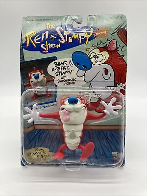 #ad VTG Ren amp; Stimpy Show 1993 Mattel Bump A Riffic Stimpy Action Figure $24.50
