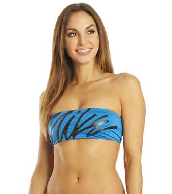 Nike Essential Women#x27;s Logo Bandeau Bikini Top Blue Swim Suit Choose Size NEW $15.99