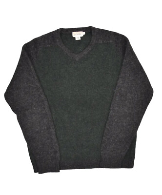 #ad J Crew 100% Wool Sweater Mens L Green Grey Raglan Crewneck Pullover Jumper $29.55