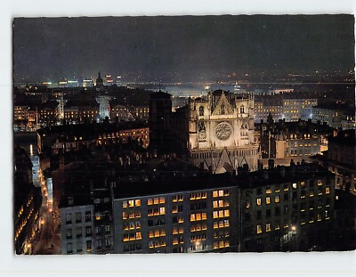 #ad Postcard La Cathédrale Saint Jean et la Ville le soir des illuminations France $8.39