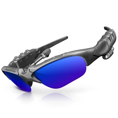 #ad Wireless Bluetooth Glasses Music Headset Audio Blue Lens Smart Sunglasses $16.65