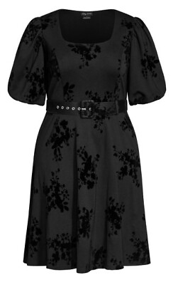 #ad City Chic Women#x27;s Plus Size 18W Wild Heart Scoop Neck A Line Dress Black NwT $35.99