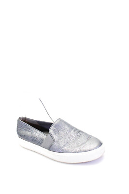 #ad Vince Womens Slip On Metallic Sneakers Gray White Leather Size 6.5M $52.45