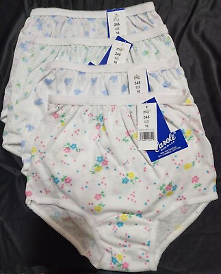 #ad 4 Pair Size 10 KIDS Assorted Prints 50 50 Poly Cotton Child Brief Style Panty $17.99