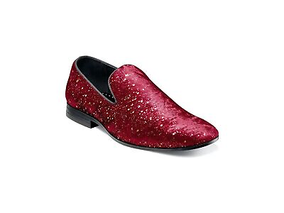 #ad Mens Stacy Adams Stellar Plain Toe Glitter Slip On Shoes Burgundy 25534 601 $79.99