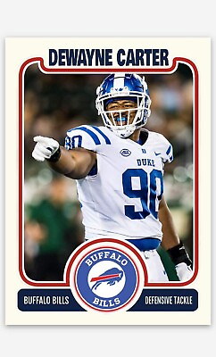 #ad Dewayne Carter Buffalo Bills ACEO Custom Football Card 2024 NFL Draft $9.49