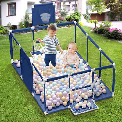#ad Extra Large Baby Playpen Play Yard Indoor Outdoor Activity Center w ball Hoop US $45.99