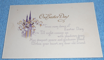 #ad Vintage 1920s 1930s Easter Day Greeting Card From Rosy Dawn Till Night Comes On $13.11