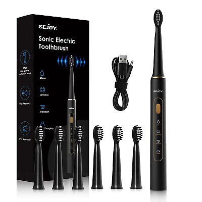 #ad Sonic Electric Toothbrush Rechargeable 7 Brush Heads amp; 3 Modes Precise Cleaning $15.99