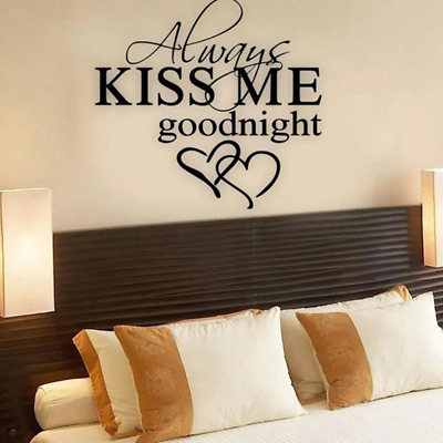 #ad Modern Wall Sticker Always Kiss Me Goodnight Art Decor Wall Stickers Bedroom Rem $13.02